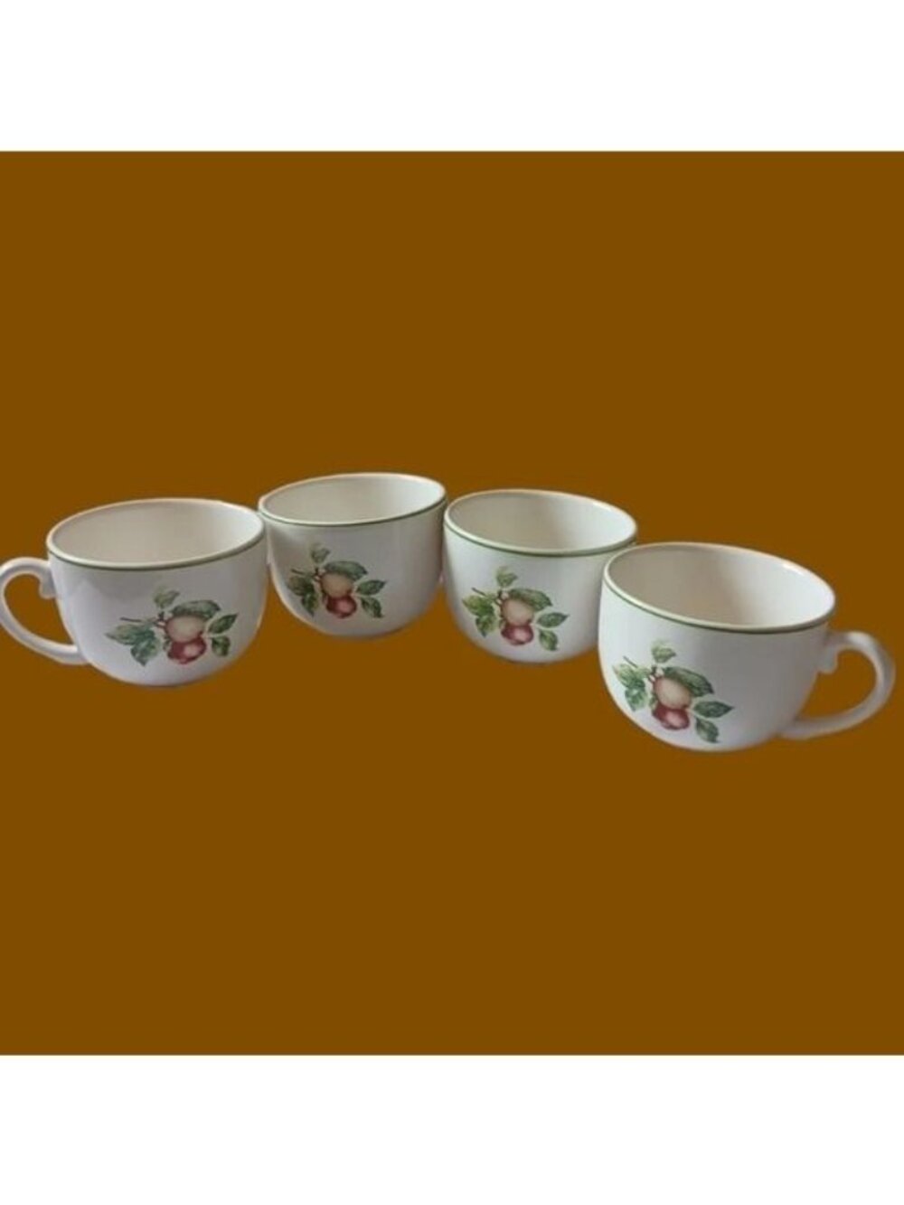 Martha Stewart apples coffee mugs set of 6 ivory multicolor